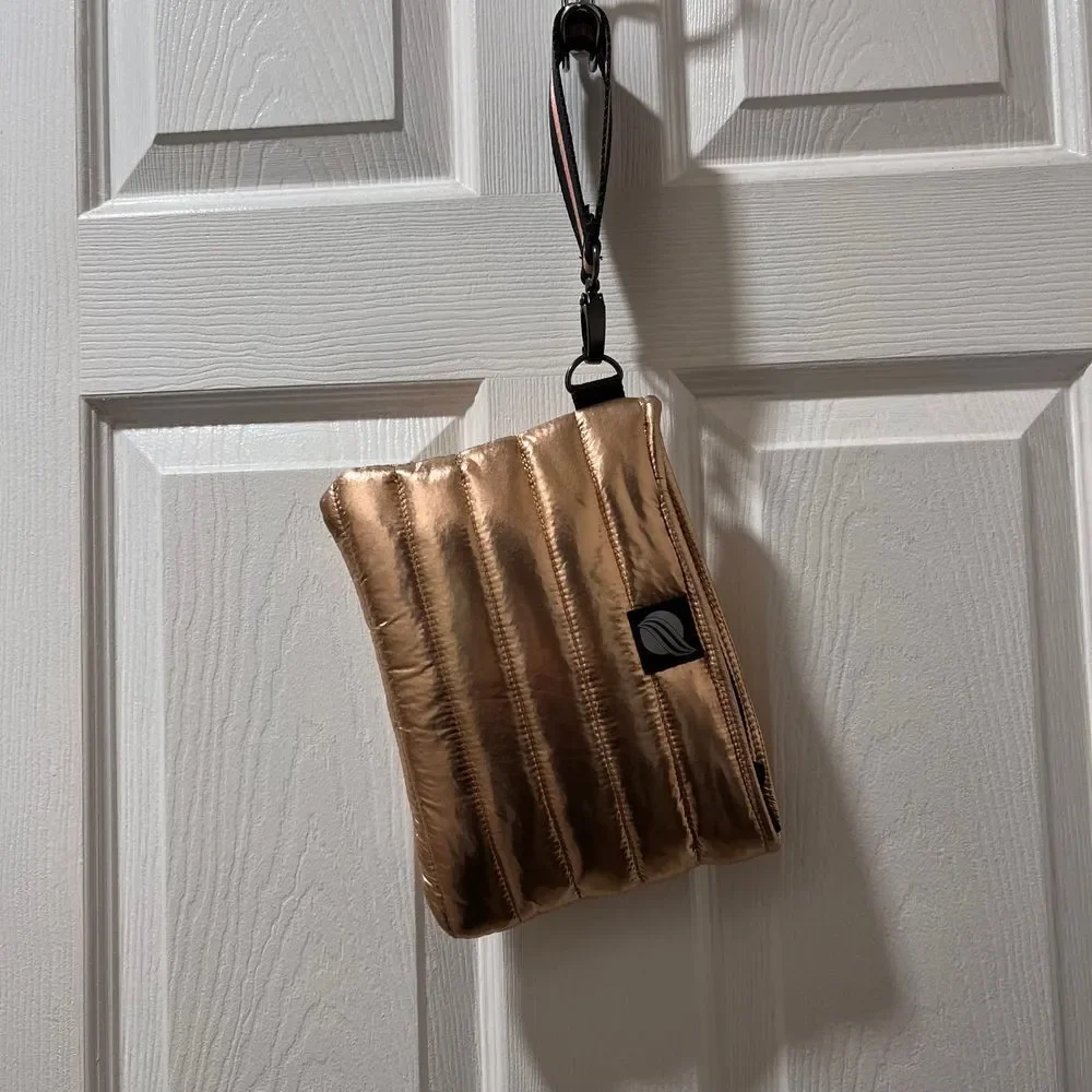 Think‎ Royln Rose Gold Metallic Quilted Wristlet